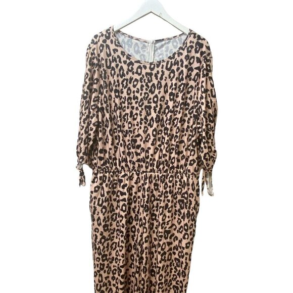Leopard Jumpsuit Plus Size 2X Black Pink Leopard Stretch Jersey NWOT - Picture 9 of 12